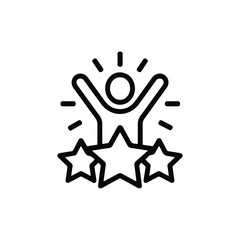 Achievement Icon with Stars and Happy Person Line Art Vector
