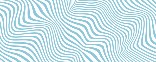 Blue and beige diagonal wavy lines seamless pattern. Simple vector abstract liquid stripes background. Funky groovy texture with diagonal waves, fluid shapes, flow. Stylish repeated decorative design