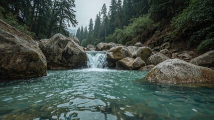 Nature's Tranquil Spot with Flowing Streams and Wilderness