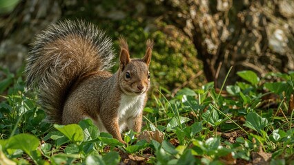 Fototapeta premium Squirrel perched among trees