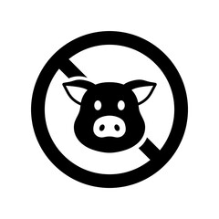 Pig silhouette in red circle ban for pork restriction