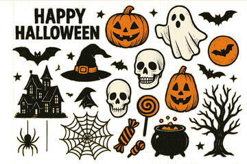 Halloween Clipart & Design Elements Set – Spooky Illustrations 