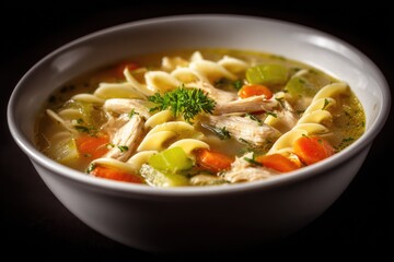 Bowl of chicken noodle soup