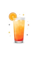 Tequila Sunrise Cocktail in Tall Highball Glass with Orange Slice Garnish