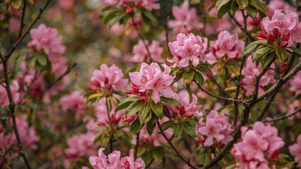 Fototapeta premium Pink azalea blossoms in a seasonal spring flower series