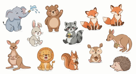 Obraz premium Vector with brush strokes showing different types of land mammals