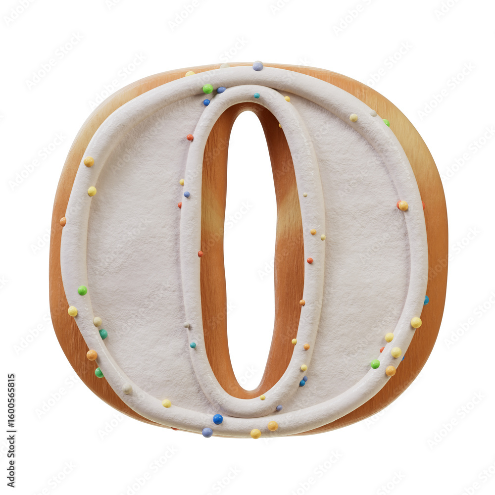 Fototapete 3d font.biscuit donut font concept. isometric alphabet. numbers and letters. 3d rendering isolated o