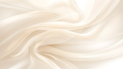 Fototapeta premium Ivory Silk Satin Fabric Folds. abstract digital background, light transparent fabric waves