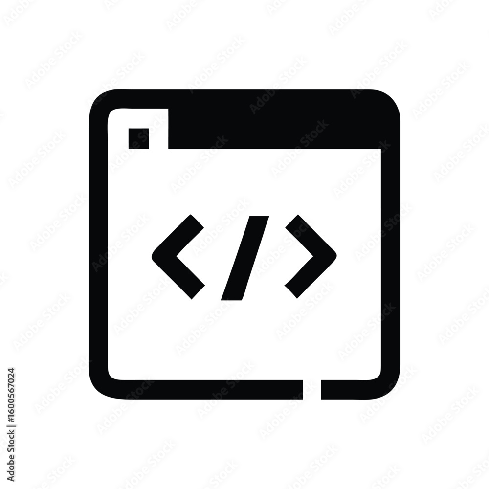 Poster black code icon represents software programming