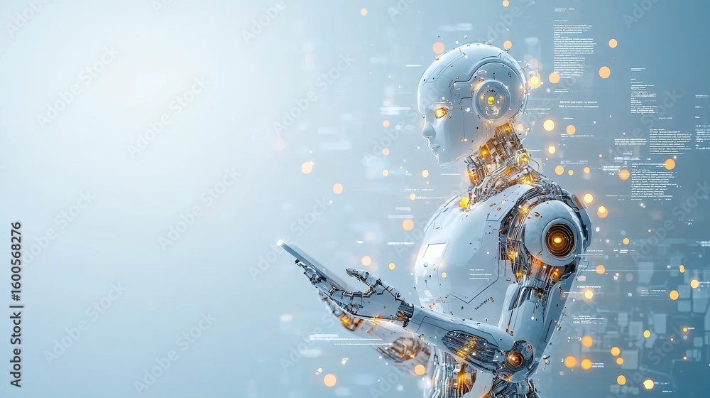 Aufkleber innovative robotics revolutionizing technology futuristic setting digital art high-tech environment 