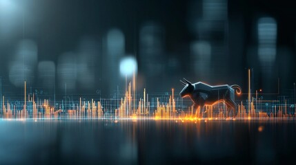 Bull market trend visualization digital landscape financial data modern environment abstract view investment concepts