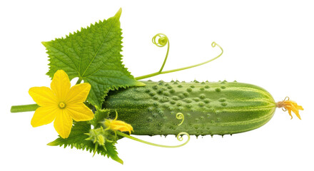 Isolated Cucumber with Leaf and Flower