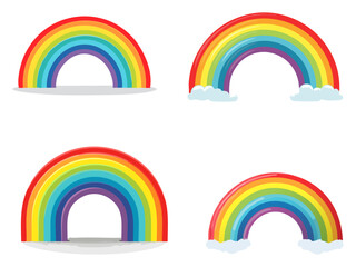 Collection of rainbows isolated on white background. Vector illustration.