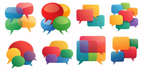 Collection of multicolor speech bubbles. Vector illustration. 