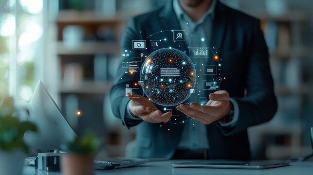 Innovative data visualization techniques modern office digital art tech environment professional viewpoint business growth concept