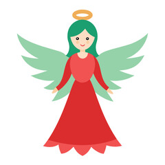 Christmas Angel Vector Illustration ? Cute Cartoon Clipart and Line Art Design .eps