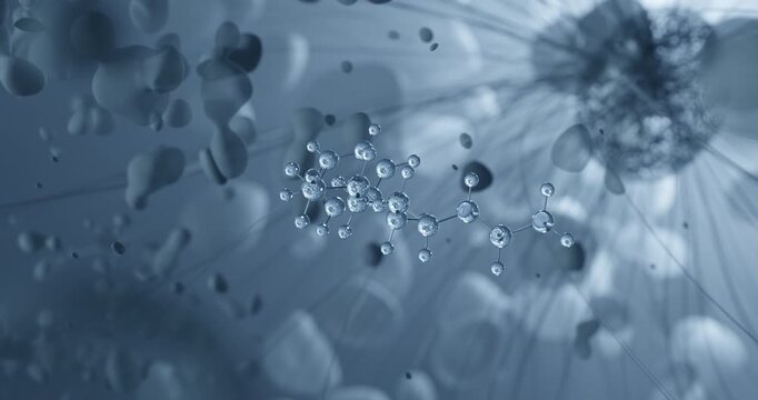 Phenylpropylaminopentane rotating molecular 3d structure ball-and-stick model, looped video antidepressants
