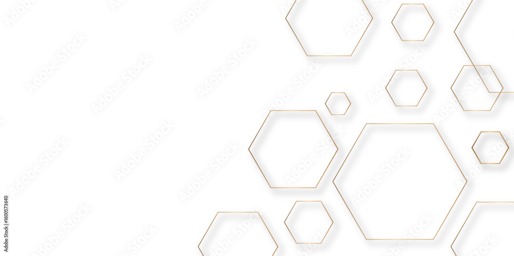Poster abstract background golden hexagon stock line background. abstract artistic of geometric background 