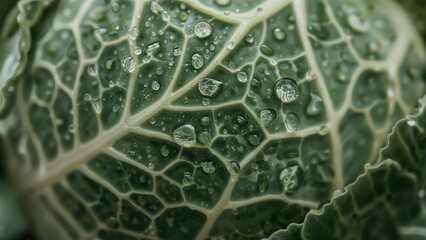 Gourmet concept featuring Romanesco vegetable with water drops
