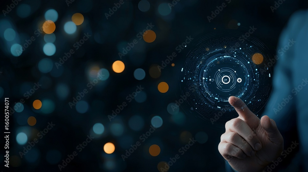 Poster interactive technology demonstration digital space visual content futuristic environment close-up vi