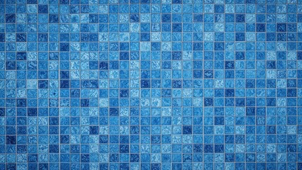 Mosaic art featuring a textured blue glass and tile wall