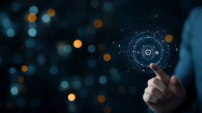 Interactive technology demonstration digital space visual content futuristic environment close-up view innovation concept