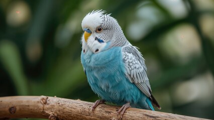 Obraz premium Domestic budgerigar with blue and white feathers