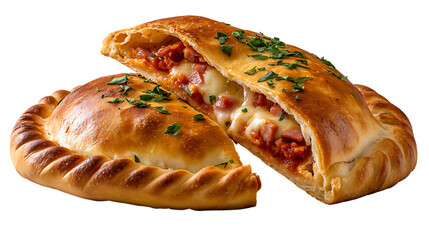 Delicious calzone italian food isolated on transparent background