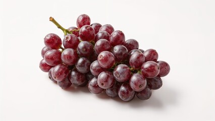 Fototapeta premium Group of ruby-colored grapes on a plain white surface