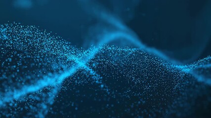 Floating Blue Particle Field in Digital Abstract Landscape Animation - Powered by Adobe