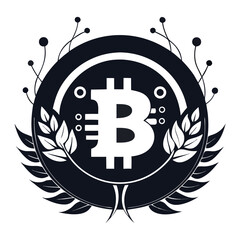 Bitcoin Logo Vector Silhouette – Cryptocurrency Icon, Blockchain Payment Symbol, Digital Currency Art, Blockchain technology, Virtual money
