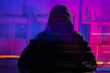 Hackers work in secret, secret rooms, mysterious lights using computers or laptops, penetrating personal security systems, cyber data centers and agencies around the world.