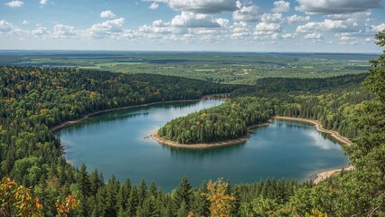 Fototapeta premium Stunning scenery at the nature reserve with water, trees, and lake views