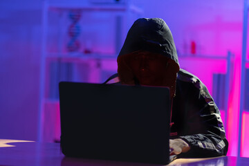 Hackers work in secret, secret rooms, mysterious lights using computers or laptops, penetrating personal security systems, cyber data centers and agencies around the world.