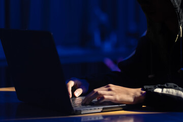Hackers work in secret, secret rooms, mysterious lights using computers or laptops, penetrating personal security systems, cyber data centers and agencies around the world.