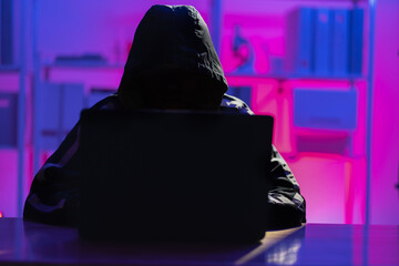 Hackers work in secret, secret rooms, mysterious lights using computers or laptops, penetrating personal security systems, cyber data centers and agencies around the world.
