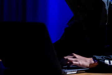 Hackers work in secret, secret rooms, mysterious lights using computers or laptops, penetrating personal security systems, cyber data centers and agencies around the world.