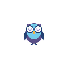 Obraz premium sleepy owl wearing tiny reading glasses 