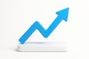 Blue zigzag arrow mounted on white base, symbolizing upward momentum, success, and business growth—perfect for analytics, finance, or trend visuals.