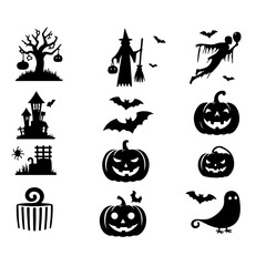 Fototapeta premium set of Halloween silhouette , Halloween silhouette, Halloween vector