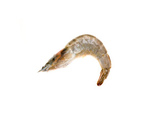Raw shrimp isolated on a white background.