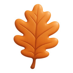 3D illustration of autumn leaf with transparent background