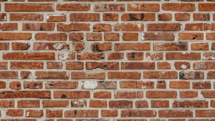 Fototapeta premium Full-frame view of a distressed brick surface showcasing exposed bricks of different sizes and shapes