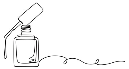 Continuous line art of a nail polish. Nail beautification concept. Manicure and pedicure. Care for fingernails and toenails. © mamat