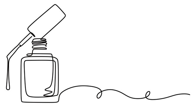 Continuous line art of a nail polish. Nail beautification concept. Manicure and pedicure. Care for fingernails and toenails.