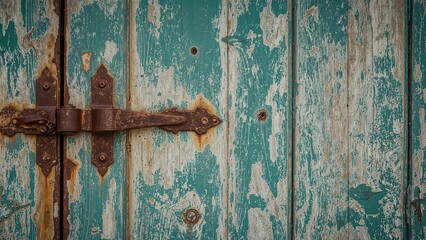 Rustic wooden gate showing signs of decay and rusty hardware