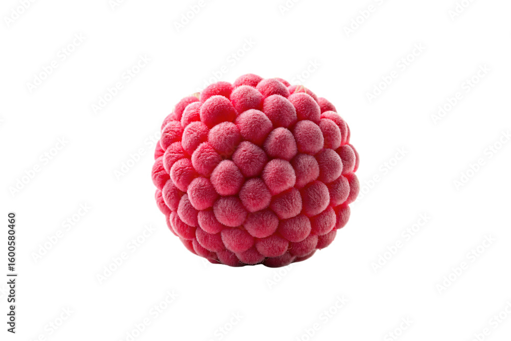 Poster pink raspberry with clustered round drupelets forming spherical berry shape showing natural fruit te