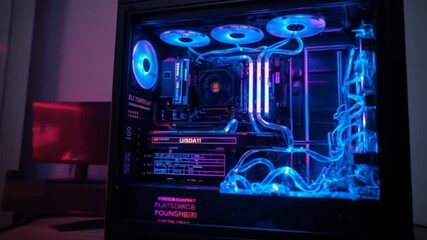 Custom Gaming PC with Liquid Cooling and RGB Lighting Showcase for Enthusiasts