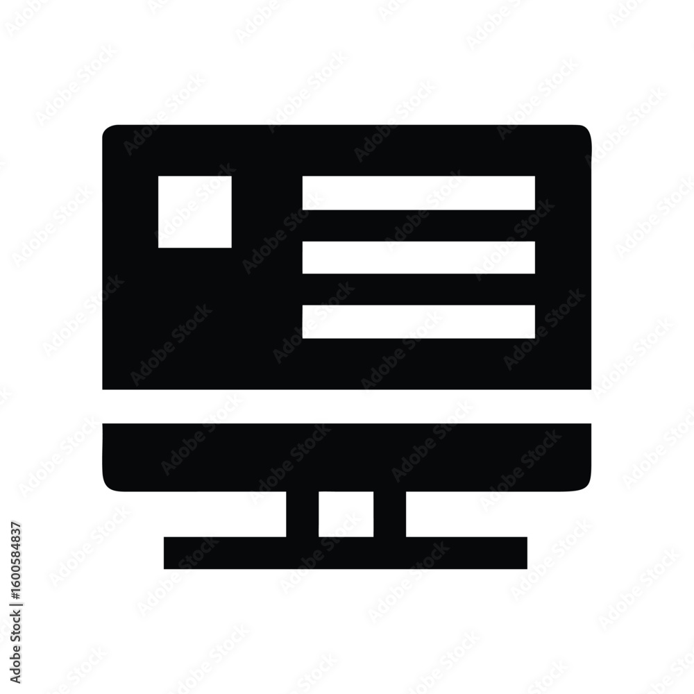 Poster minimalistic black computer monitor display with content