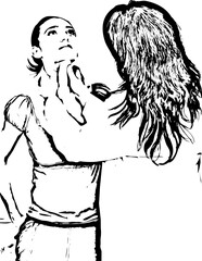 Endocrinologist checking tyroide woman